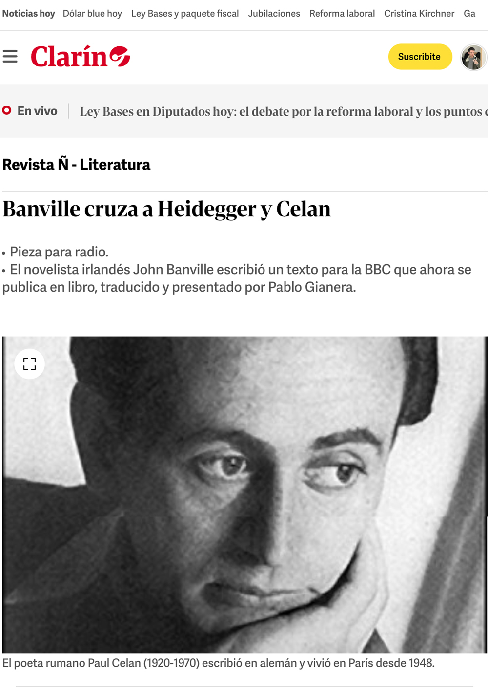 En este momento estás viendo Nota en Revista Ñ de <i>Conversación en las montañas</i>